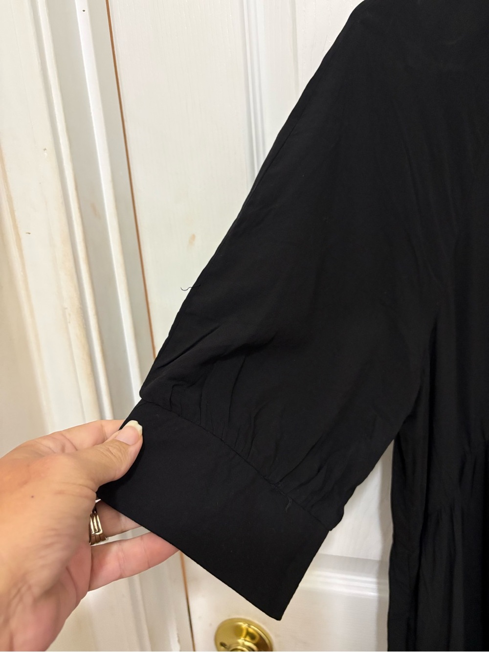 NATURAL LIFE black cotton collared midi dress - Picture 5 of 8